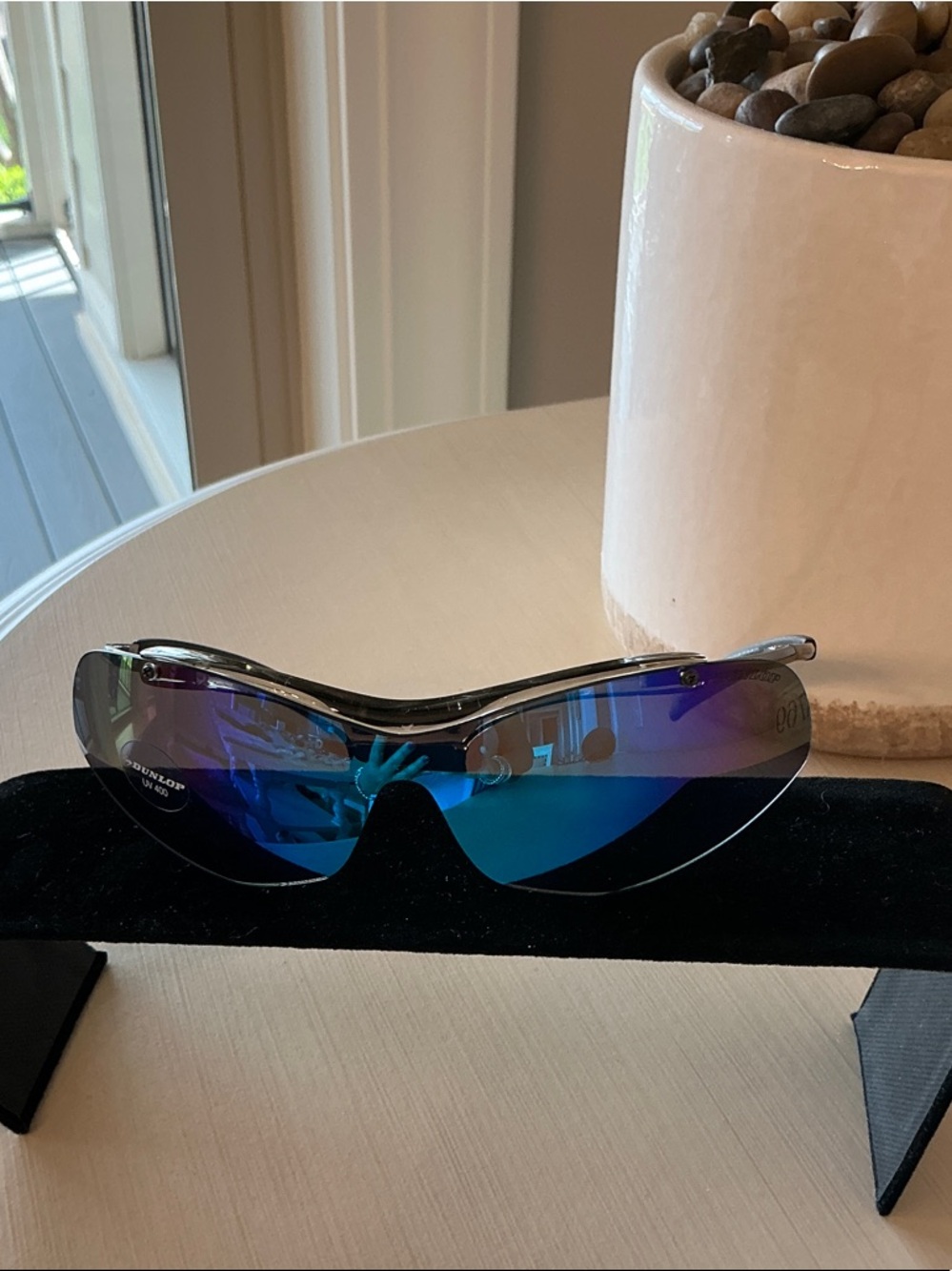 Authentic, Dunlop Blue Mirrored Shield Metal Sunglasses for Men